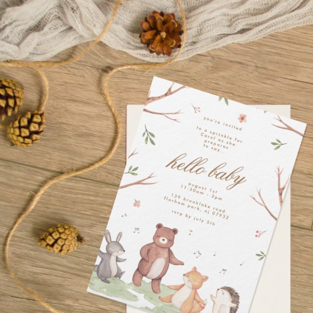 Invitation Bois Animaux Forêt Bébé dans le Baby shower en fle (Créateur téléchargé)