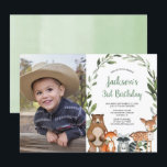 Invitation Bois animaux forêt garçon ou fille photo d'anniver<br><div class="desc">Pour une personnalisation plus avancée de ce design,  il suffit de cliquer sur le bouton "Customiser" ci-dessus !</div>