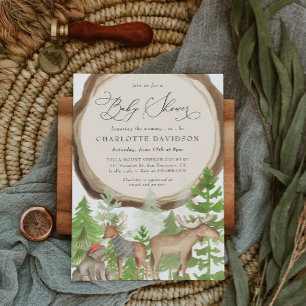 Invitation Bois Animaux Lumberjack Rustic Boy Baby shower