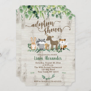 Invitation Bois Animaux Nouveau Bébé Adoption Die Cut