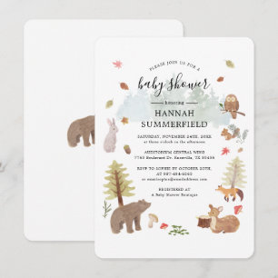 Invitation Bois Animaux Rustiques Baby shower Garçons