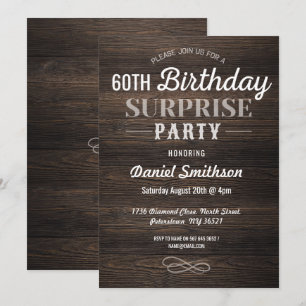 Invitation Bois Anniversaire Surprise Rustic Mens Femmes Invi