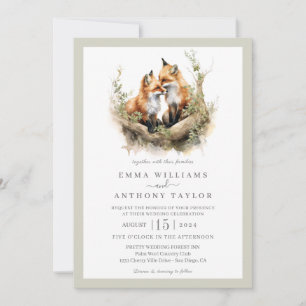Invitation Bois aquarelle Fox Couple Mariage