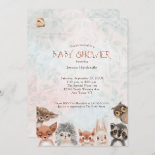 Invitation Bois Bébé Animaux Whimsical