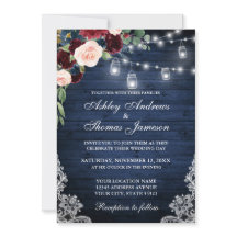 Bois bleu rustique Jarres Burgundy Bleu Mariage Fl