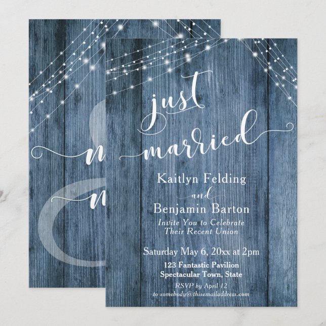 Invitation Bois Bleu Rustique & Lumières Evénement "Juste Mar (Devant / Derrière)