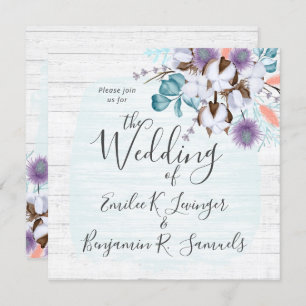 Invitation Bois botanique rustique de coton du pays du Sud