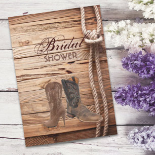Invitation bois Botte Cowboy Boots Western pays nuptiale douc