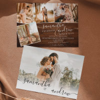 Bois brun rustique script hiver 5 photos mariage