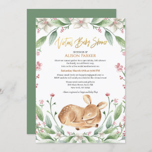 Invitation Bois Cerf Floral Végétation Bébé Douche virtuelle