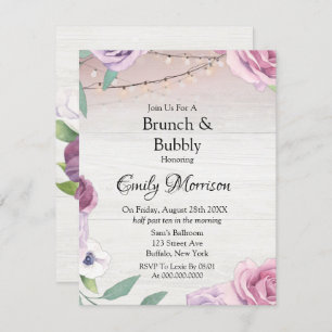 Invitation Bois Chaîne Lavande Légère Peony Brunch et Bubbly