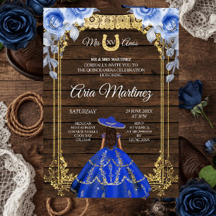 Invitation Bois Charro - Roses Navy Princesse Mis Quince