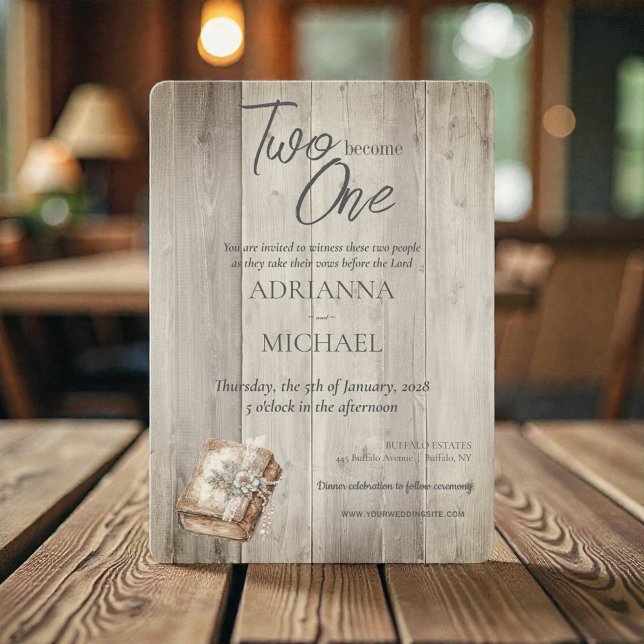 Invitation Bois chrétien Deux en deviennent un (Créateur téléchargé)