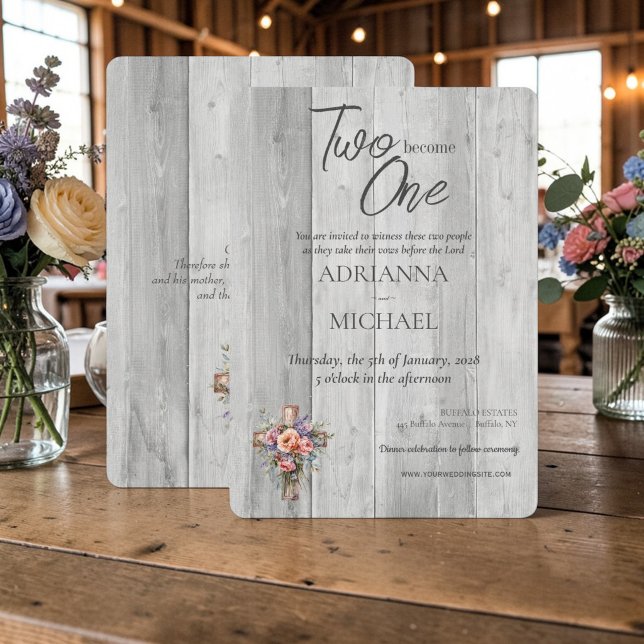 Invitation Bois chrétien Deux en deviennent un (Créateur téléchargé)