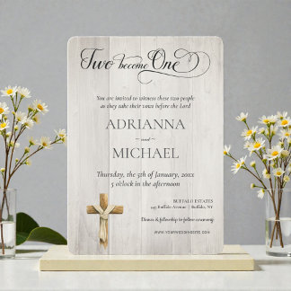 Invitation Bois chrétien Deux En Un