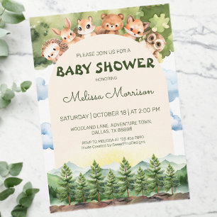 Invitation Bois Curieux Animaux Baby Boy Douche