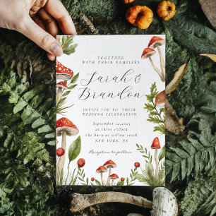 Invitation Bois d'automne Aquarelle Mariage de champignon