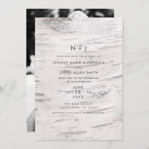 Invitation Bois de bouleau blanc Grange rustique Mariage phot