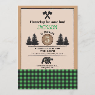 Invitation Bois de bûcheron Fête d'anniversaire n'importe que
