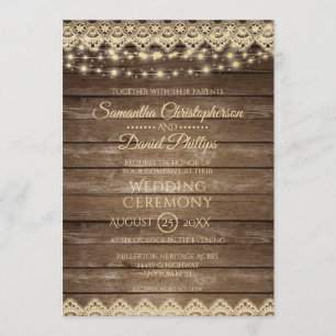 Invitation Bois de campagne   Mariage Lights & Lace