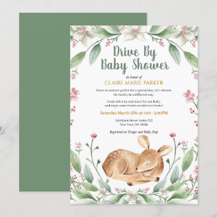 Invitation Bois De Cerf Floral Végétation Drive Par Baby show