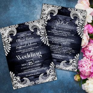 Invitation Bois De Dentelle Blanc Tout En Un Mariage