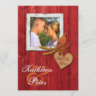Invitation Bois de FAUX, feuille, coeur, mariage de PHOTO de