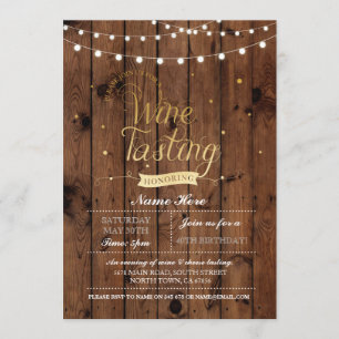 Invitation Bois de fête d'anniversaire d'échantillon de vin