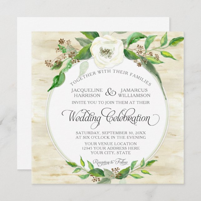 Invitation Bois de feuillus carrés BOHO Automne été (Devant / Derrière)