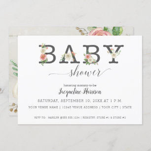 Invitation Bois de fleurs blanches et blanches   Baby shower