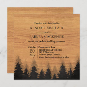 Invitation Bois de forêt rustique 5,25 x 5,25