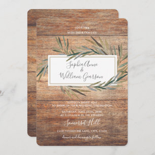 Invitation Bois de grange de mariage et herbe rustiques
