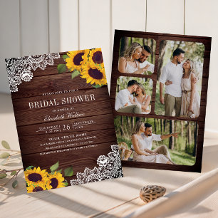 Invitation Bois de grange dentelle tournesol Photo Enterremen