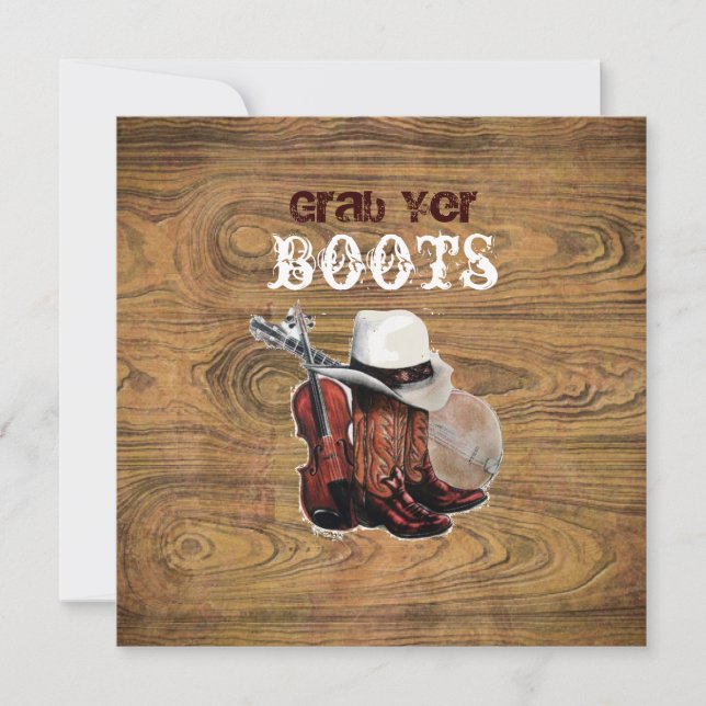 Invitation Bois de grange Rustique Campagne cow-boy Mariage (Devant)