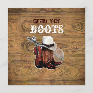 Invitation Bois de grange Rustique Campagne cow-boy Mariage