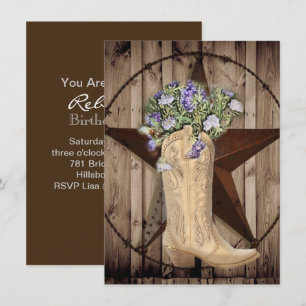 Invitation bois de grange rustique fleur sauvage pays occiden