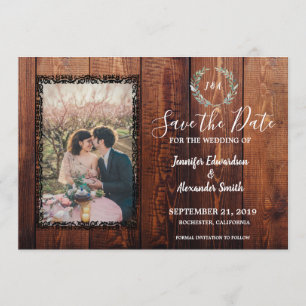 Invitation Bois de grange rustique photo vintage Enregistrer 