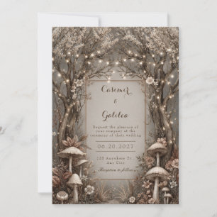Invitation Bois de mariage enchanté en bronze noueux de la fo