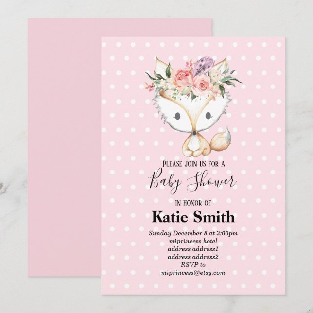 Invitation bois de renard, mignon (Devant / Derrière)