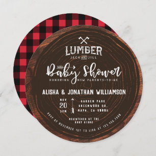 Invitation Bois de sciage et Baby shower de jill Bois et cart