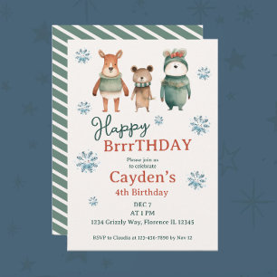 Invitation Bois d'hiver Animal Bois Anniversaire