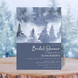 Invitation Bois d'hiver Aquarelle marine Fête des mariées ble