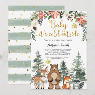 Invitation Bois d'hiver bébé son froid dehors baby shower