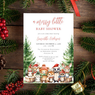 Invitation Bois d'hiver Joyeux Petit Baby shower de Noël