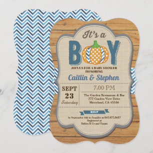 Invitation Bois d'invitation Citrouille pour bébé garçon