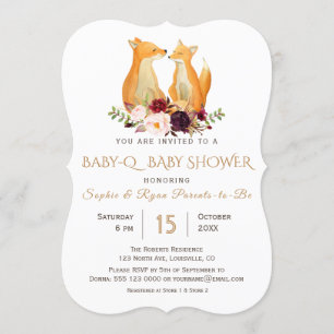 Invitation Bois doux Renards BaBy-Q Baby shower