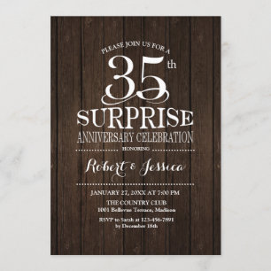 Invitation Bois du 35e anniversaire de la surprise