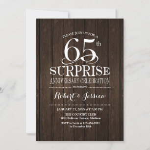 Invitation Bois du 65e anniversaire de la surprise