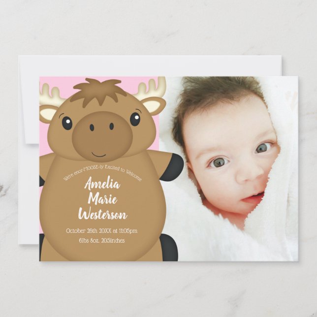 Invitation Bois du Baby shower de l'orignal (Devant)