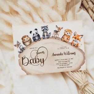Invitation Bois en bois Bois Bébé Animaux Baby shower